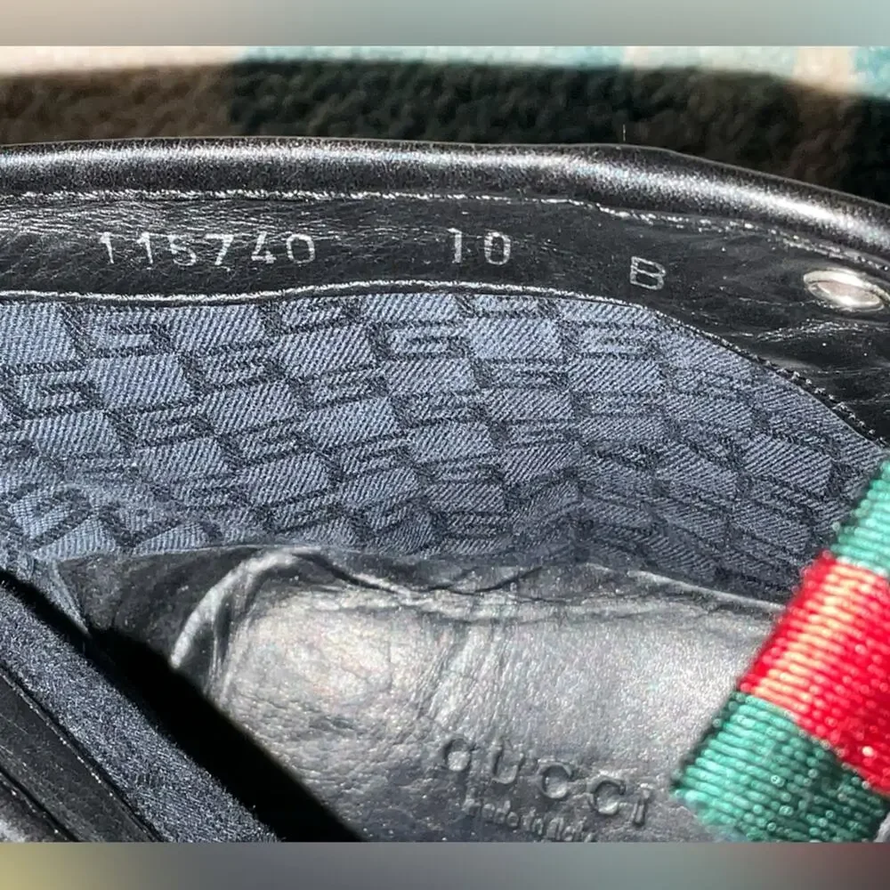 Gucci Men's High Top Sneakers Black Nylon Leather Size 11 US (10G) COA Auth